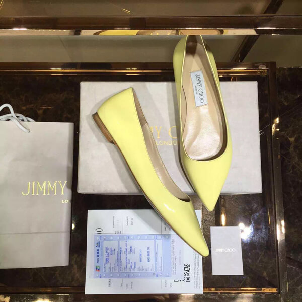 2016-17AW コレクション ジミーチュウスーパーコピー JIMMY CHOO☆ROMY レザーバレリーナ Yellow